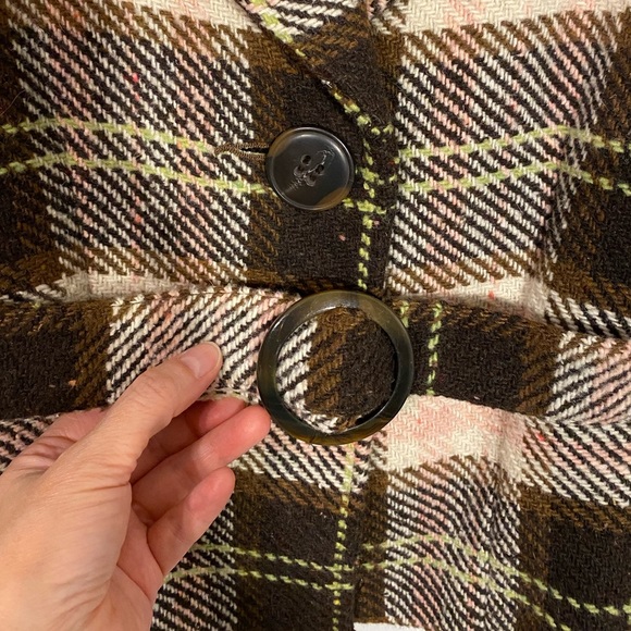 CAbi Belted Plaid Wool Blend Belted Blazer Jacket Brown Pink Size 4 - Picture 4 of 7